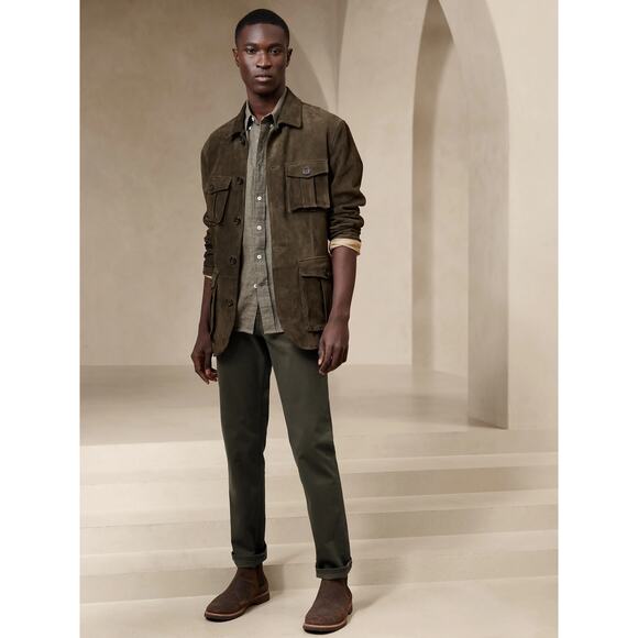 Banana Republic Other - Banana Republic 2.0 Traveler 35x32 Slim Fit Twill Olive Green Pants with Stretch